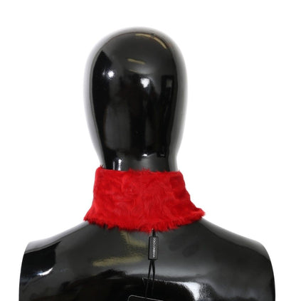Écharpe en agneau avec col en fourrure rouge Dolce & Gabbana