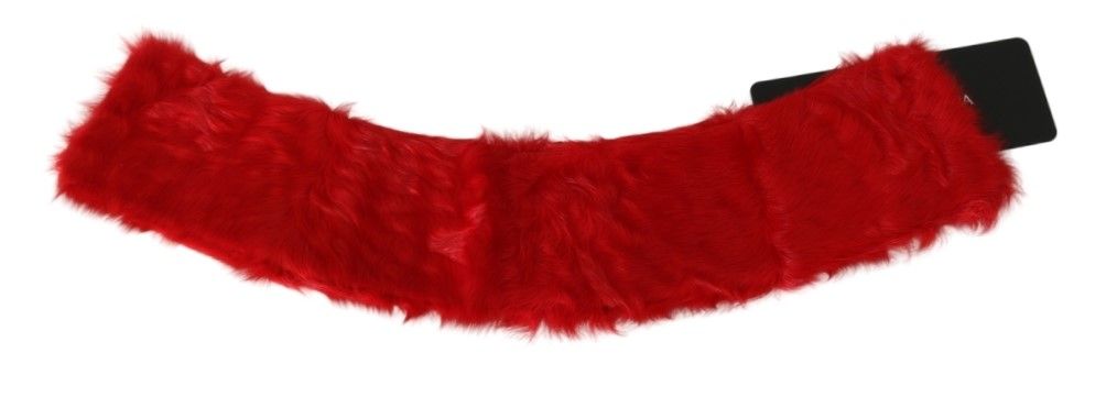 Écharpe en agneau avec col en fourrure rouge Dolce & Gabbana