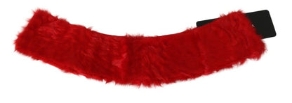 Écharpe en agneau avec col en fourrure rouge Dolce & Gabbana