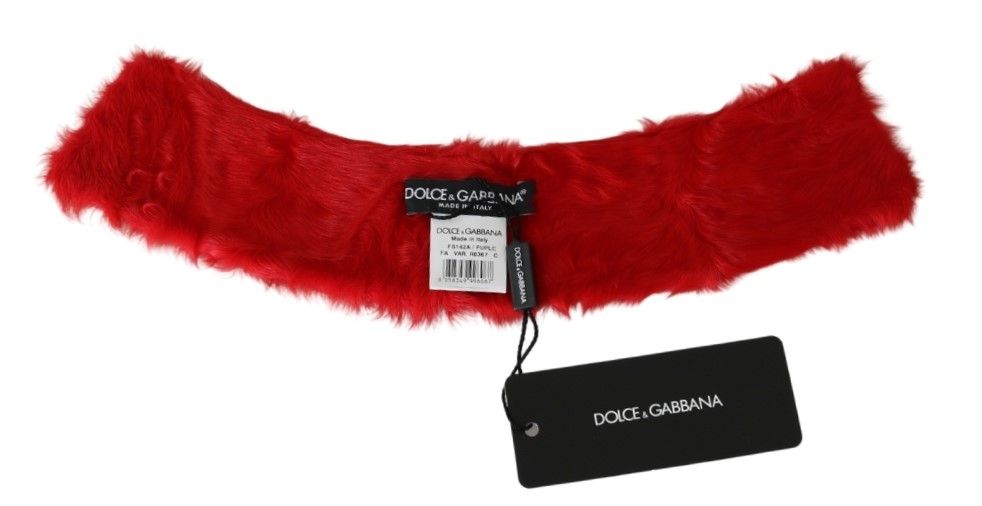 Écharpe en agneau avec col en fourrure rouge Dolce & Gabbana
