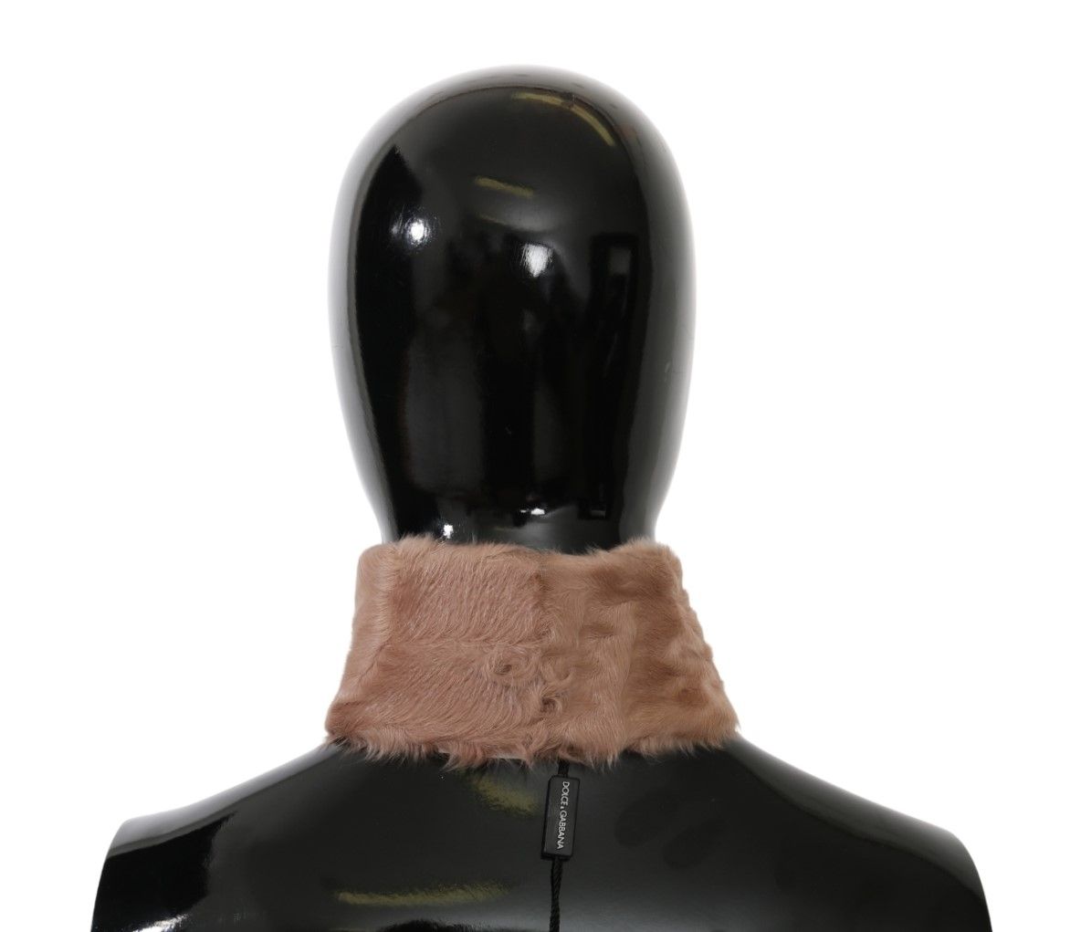 Écharpe en peau d'agneau avec col en fourrure beige Dolce & Gabbana