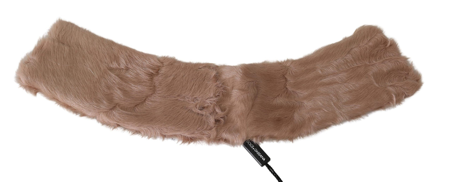 Écharpe en peau d'agneau avec col en fourrure beige Dolce & Gabbana