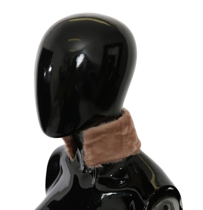 Écharpe en peau d'agneau avec col en fourrure beige Dolce & Gabbana