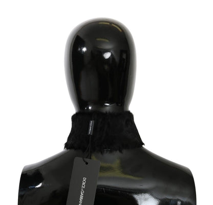 Bufanda con cuello de piel de cordero negro Dolce & Gabbana