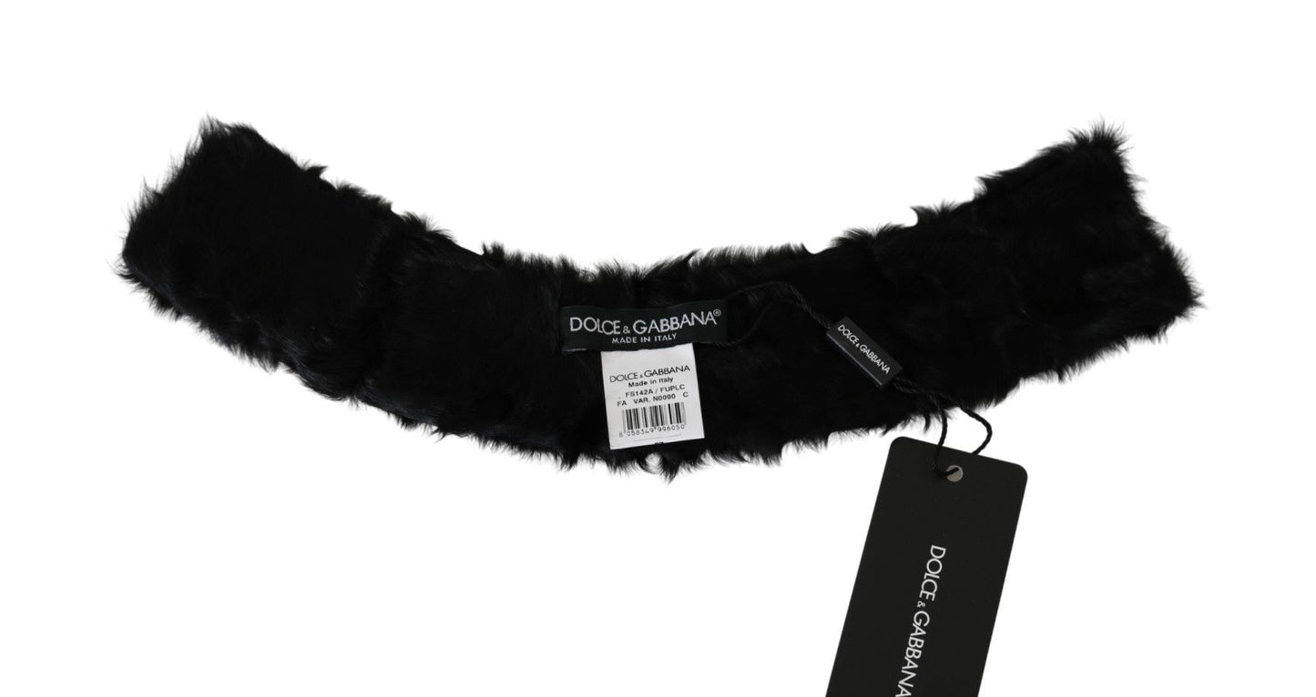 Bufanda con cuello de piel de cordero negro Dolce & Gabbana