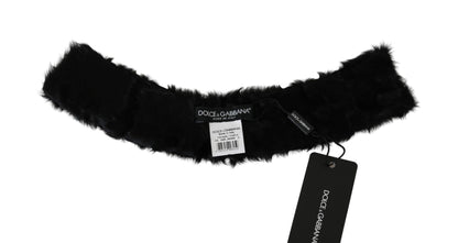 Bufanda con cuello de piel de cordero negro Dolce & Gabbana