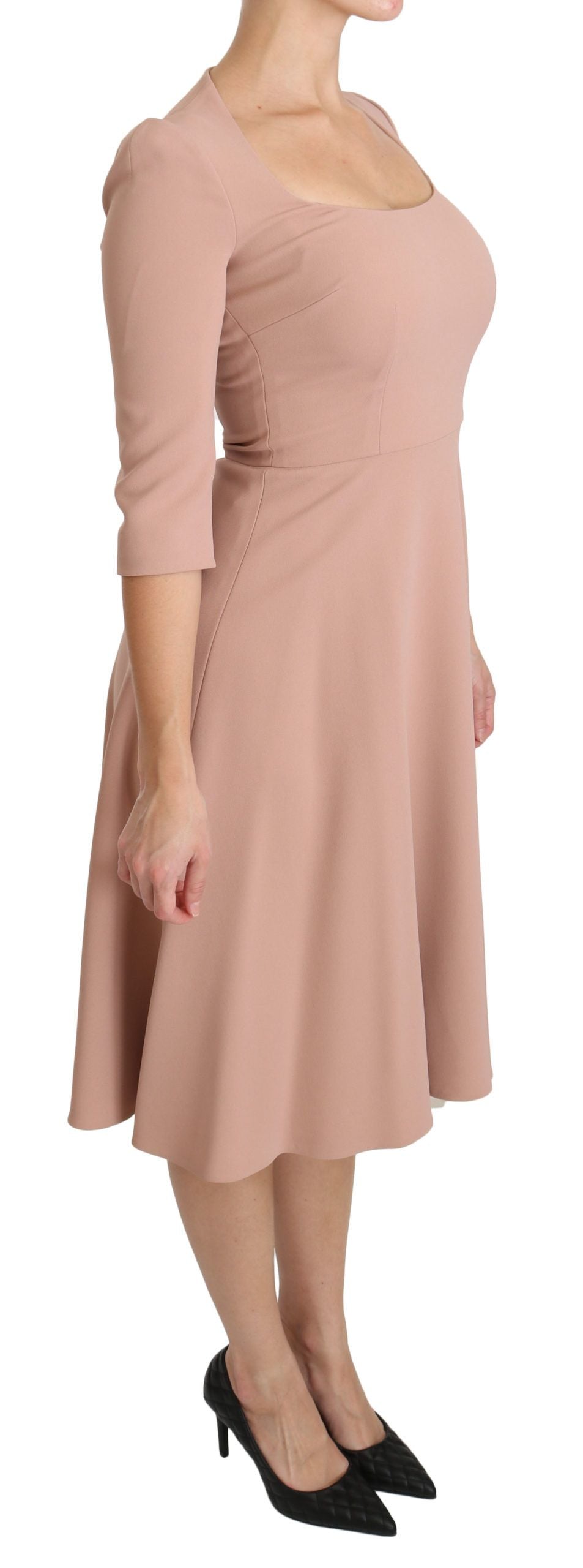 Robe trapèze en viscose rose à manches trois-quarts Dolce & Gabbana