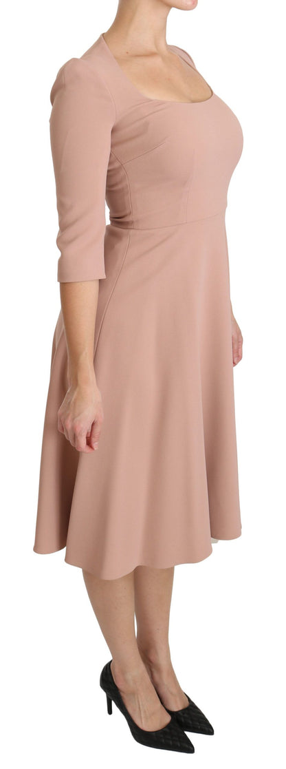 Robe trapèze en viscose rose à manches trois-quarts Dolce & Gabbana