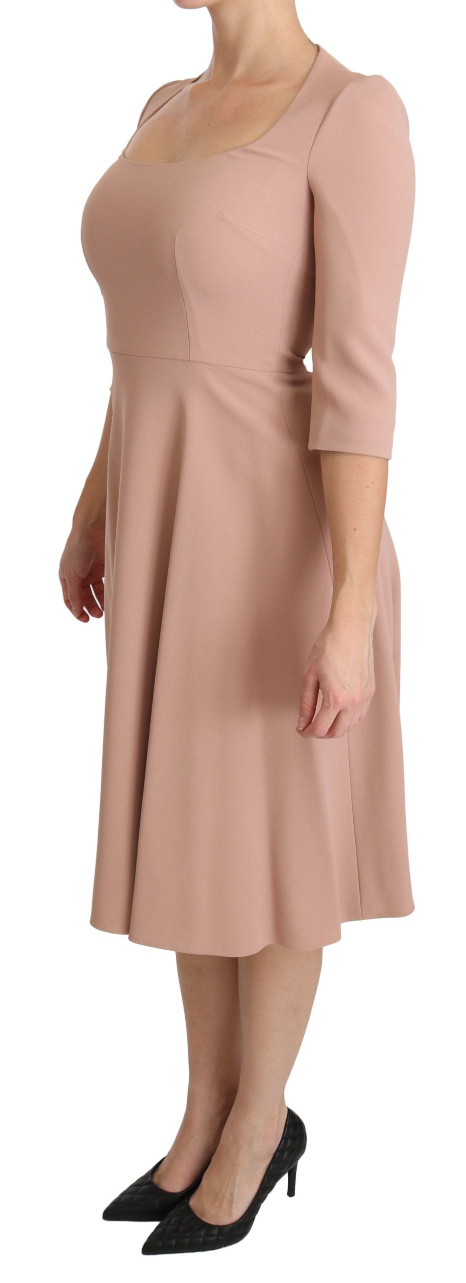 Robe trapèze en viscose rose à manches trois-quarts Dolce & Gabbana