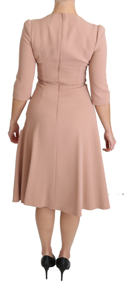 Robe trapèze en viscose rose à manches trois-quarts Dolce & Gabbana