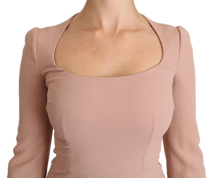 Robe trapèze en viscose rose à manches trois-quarts Dolce & Gabbana
