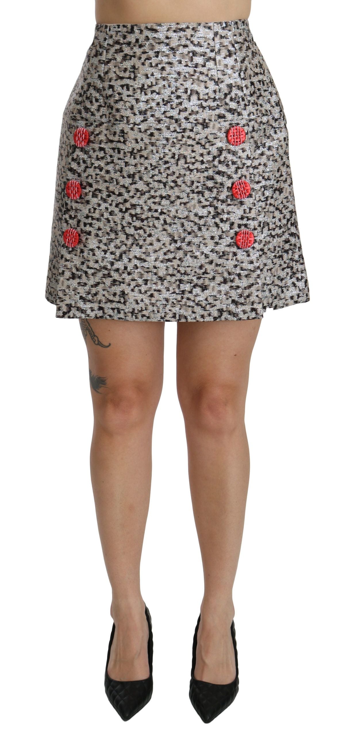 Jupe trapèze Dolce & Gabbana motif argenté taille haute