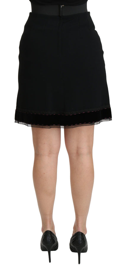 Mini-jupe noire Dolce & Gabbana en viscose à taille haute et coupe évasée