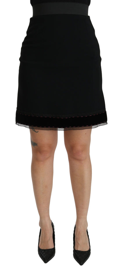 Mini-jupe noire Dolce & Gabbana en viscose à taille haute et coupe évasée