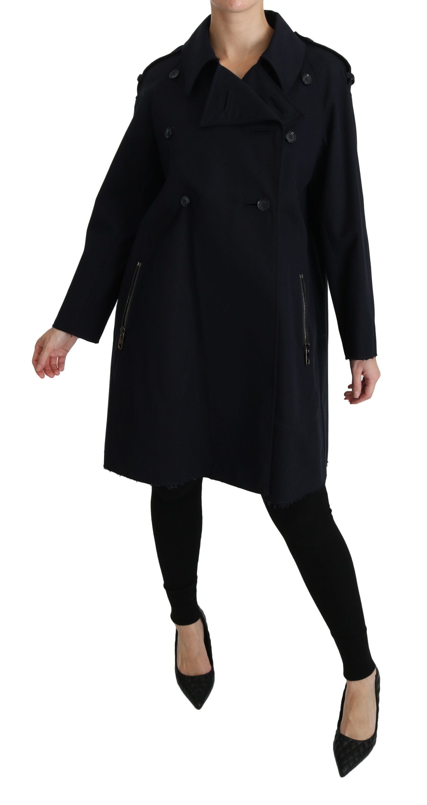 Dolce & Gabbana Manteau bleu en coton pour femme, type trench