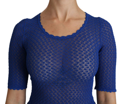 Haut Dolce & Gabbana bleu transparent à col rond en viscose