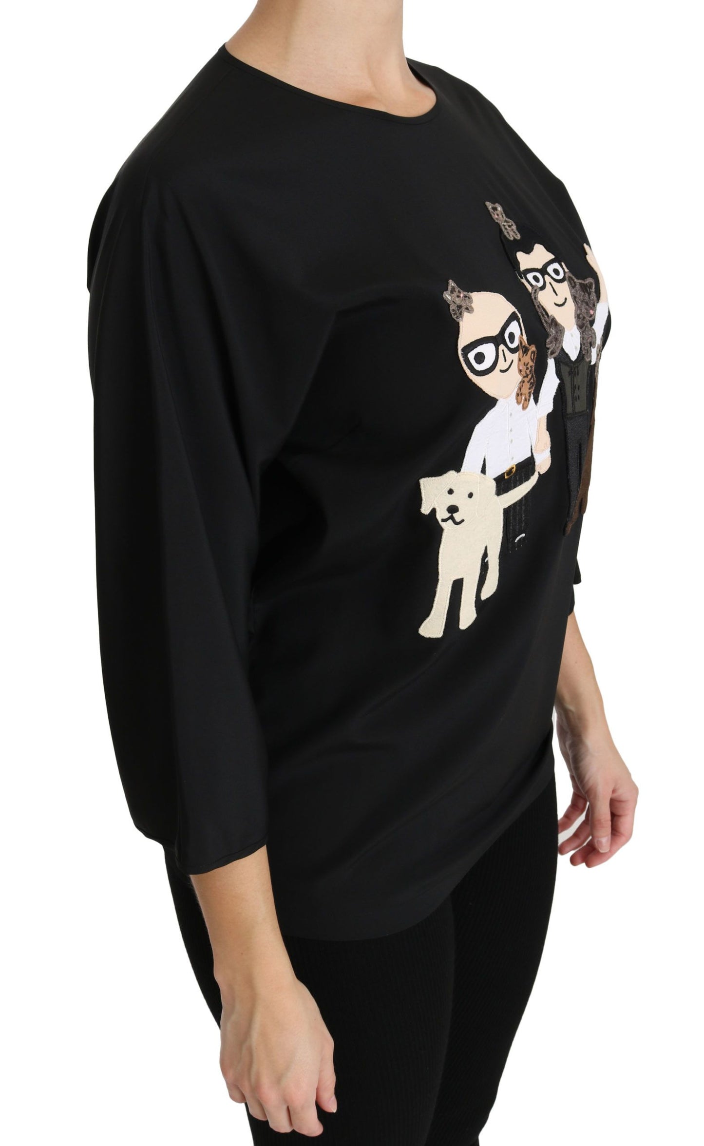 Haut T-shirt Chemisier en soie noir Dolce & Gabbana #dgfamily
