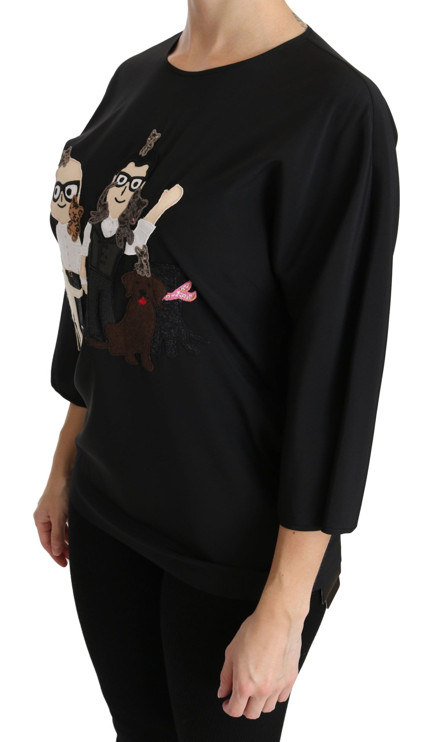 Haut T-shirt Chemisier en soie noir Dolce & Gabbana #dgfamily