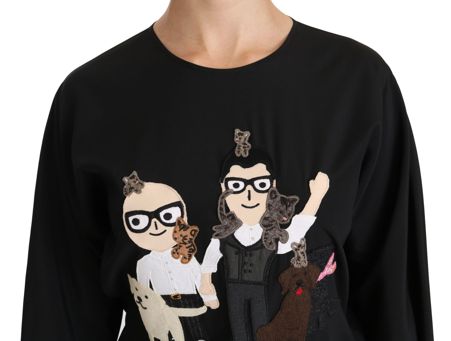 Haut T-shirt Chemisier en soie noir Dolce & Gabbana #dgfamily