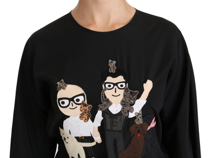Haut T-shirt Chemisier en soie noir Dolce & Gabbana #dgfamily