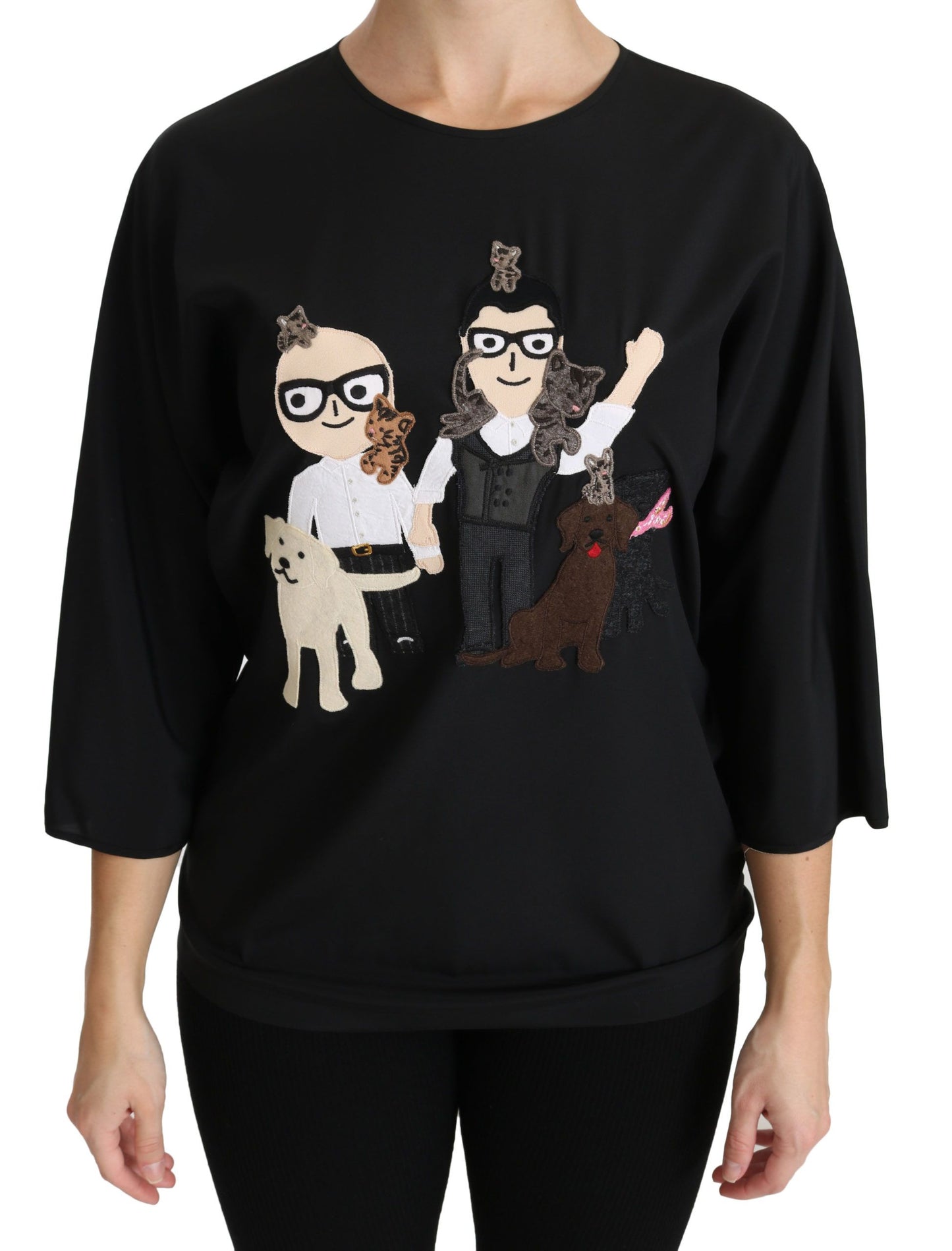Haut T-shirt Chemisier en soie noir Dolce & Gabbana #dgfamily