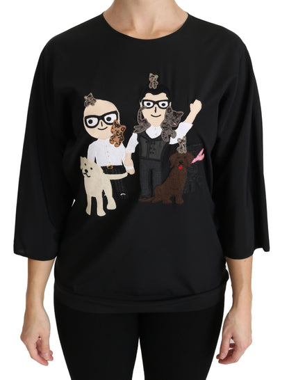 Haut T-shirt Chemisier en soie noir Dolce & Gabbana #dgfamily