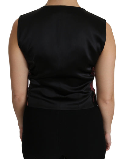 Dolce & Gabbana Haut de Chemisier Gilet sans Manches Floral Noir Rose