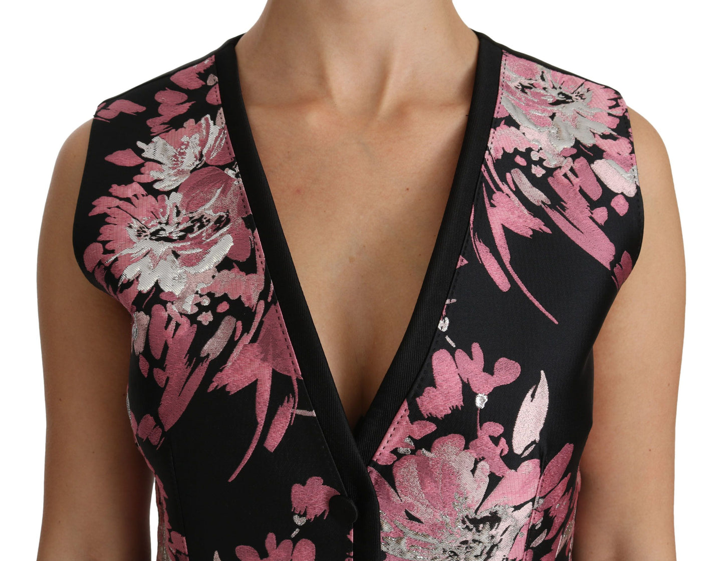Dolce & Gabbana Haut de Chemisier Gilet sans Manches Floral Noir Rose