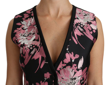 Dolce & Gabbana Haut de Chemisier Gilet sans Manches Floral Noir Rose