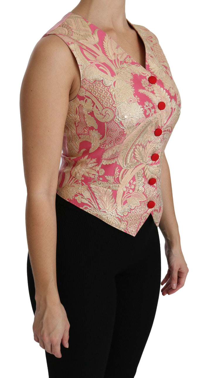 Top/Chaleco/Blusa de brocado rosa dorado de Dolce & Gabbana