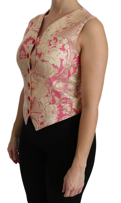 Haut/chemisier/gilet Dolce & Gabbana en brocart rose doré