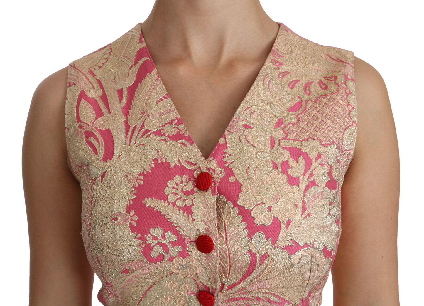 Haut/chemisier/gilet Dolce & Gabbana en brocart rose doré