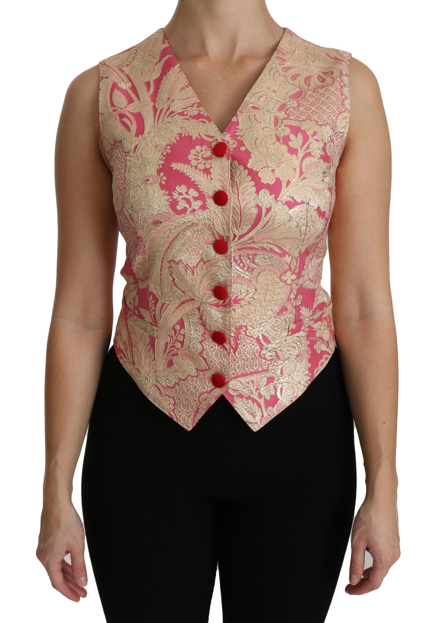 Haut/chemisier/gilet Dolce & Gabbana en brocart rose doré