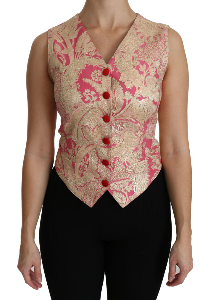 Top/Chaleco/Blusa de brocado rosa dorado de Dolce & Gabbana