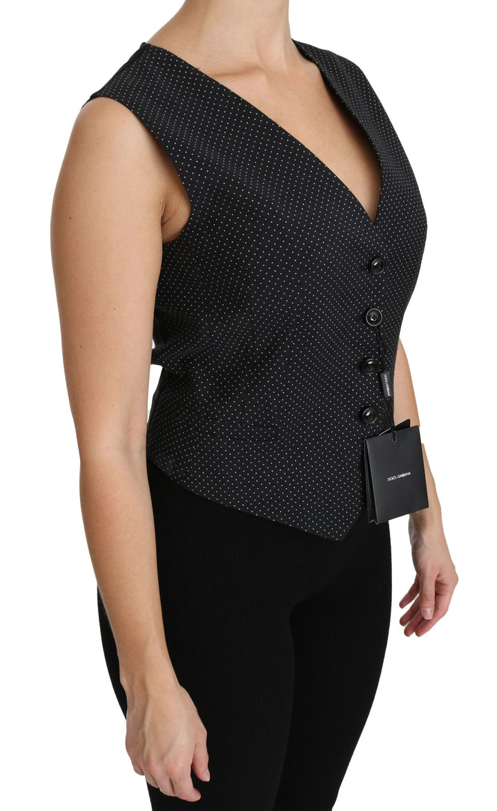 Dolce & Gabbana Chaleco con Top Blusa de Lunares Negros