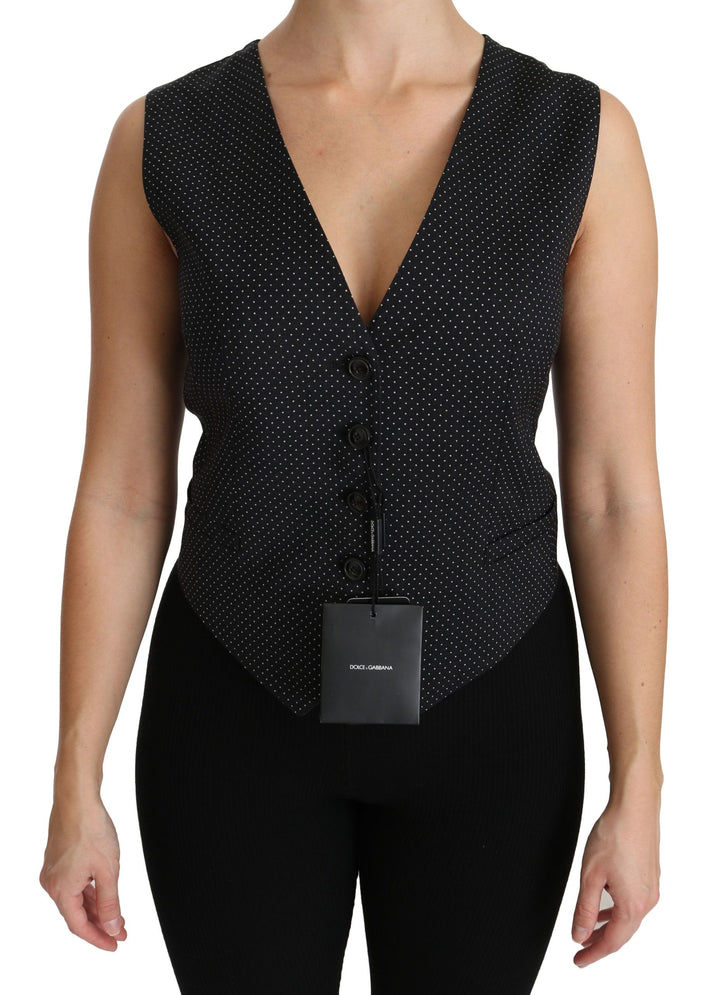 Dolce & Gabbana Chaleco con Top Blusa de Lunares Negros