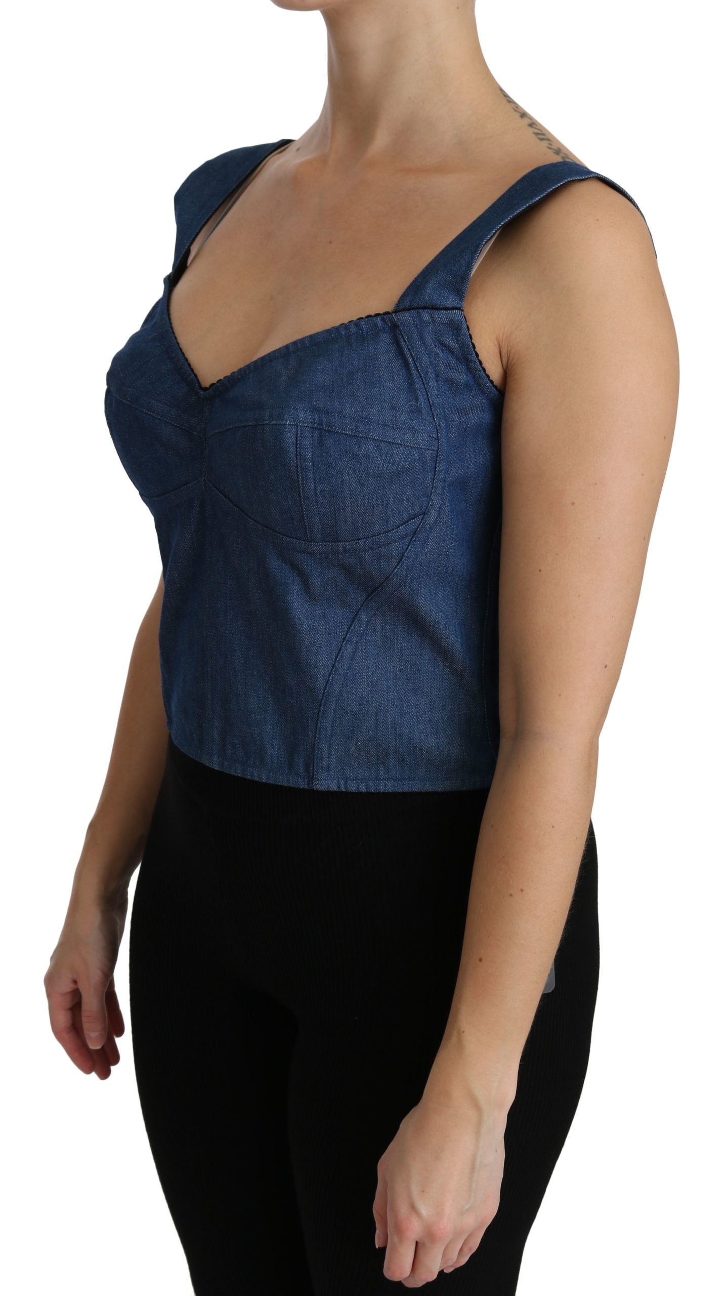 Haut bustier sans manches en coton bleu Dolce & Gabbana