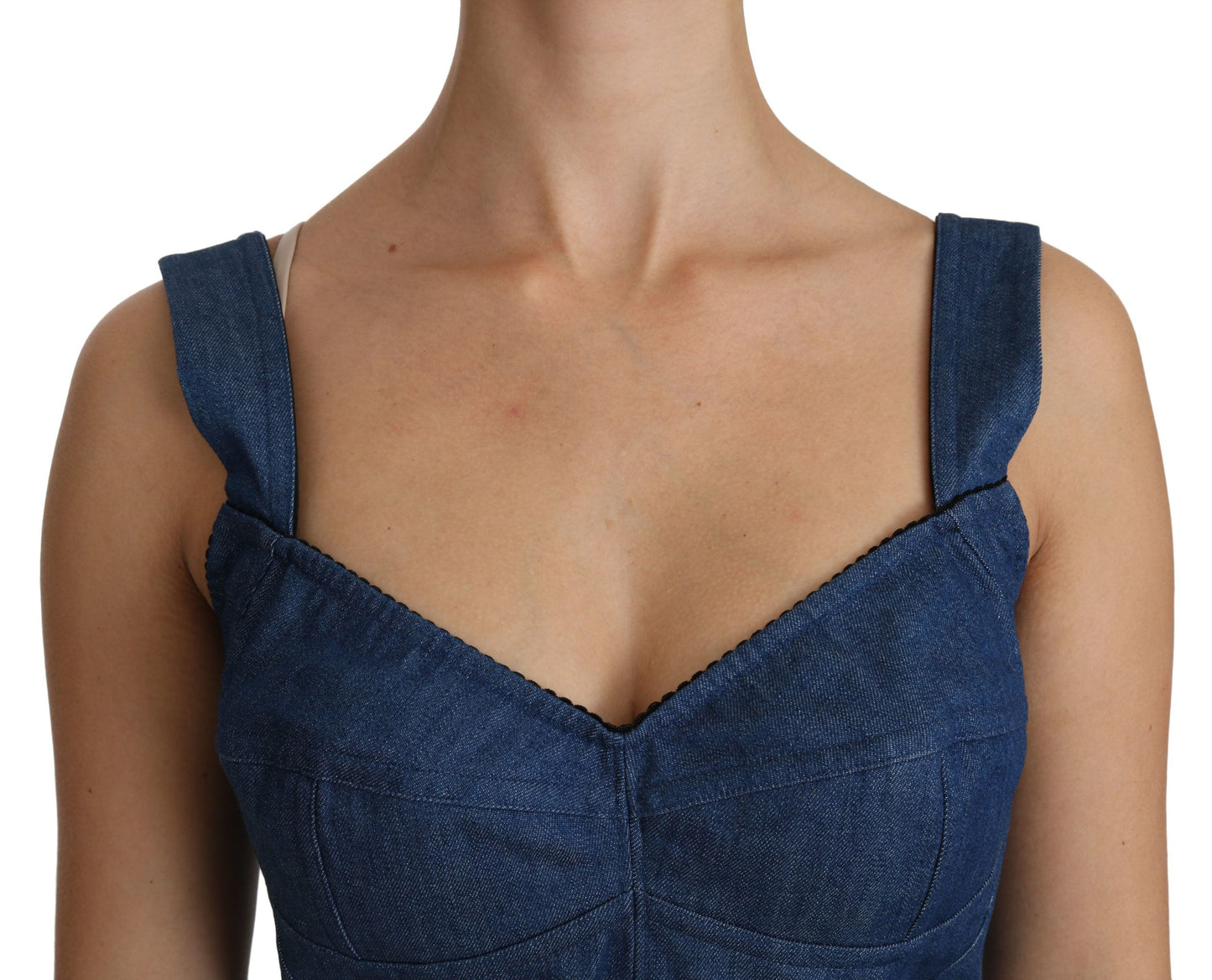 Haut bustier sans manches en coton bleu Dolce & Gabbana
