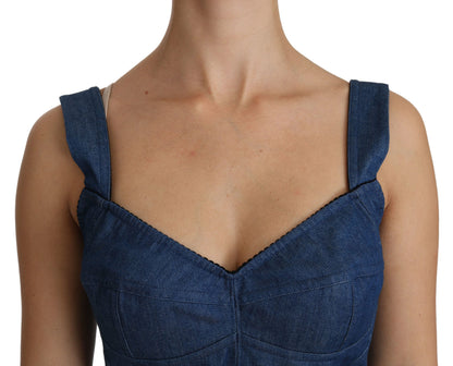 Haut bustier sans manches en coton bleu Dolce & Gabbana