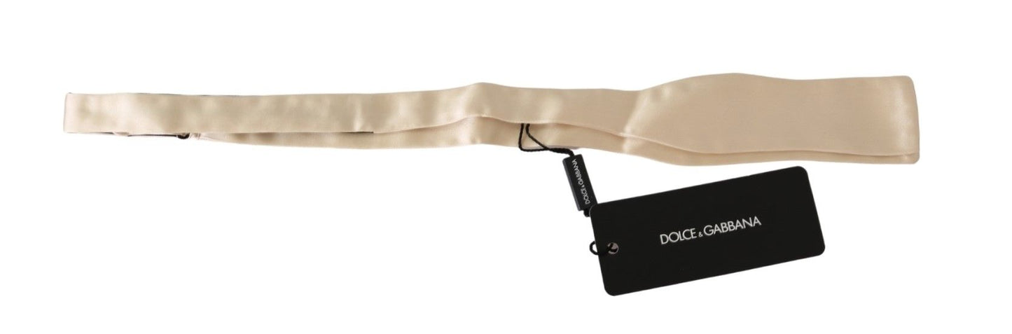 Cravate slim skinny beige Dolce & Gabbana en 100 % soie pour homme
