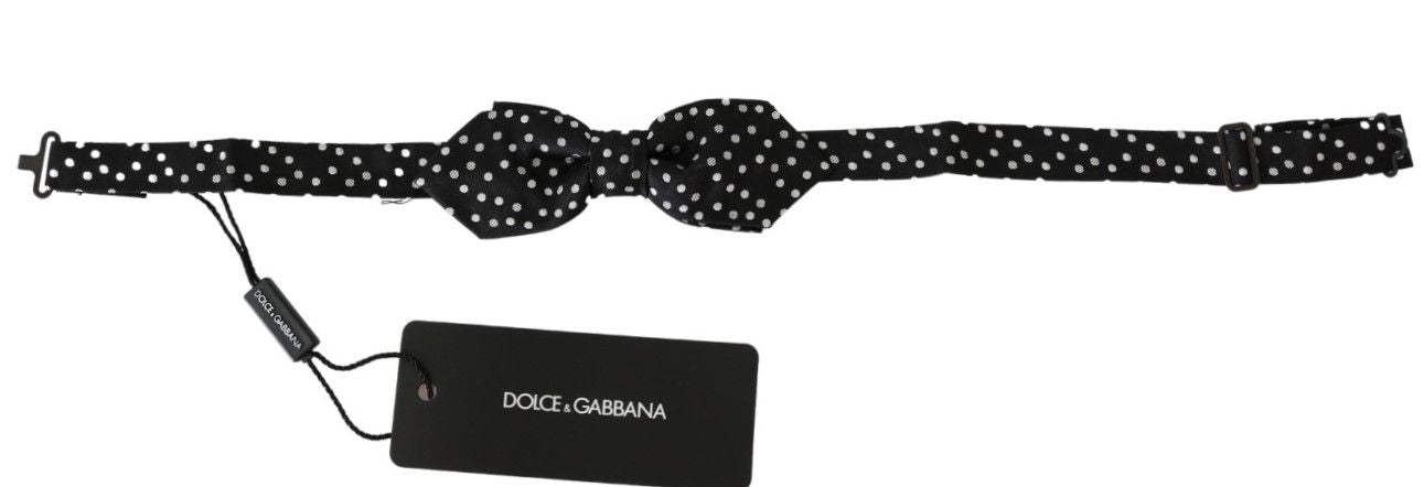 Nœud papillon pour homme en soie 100 % à pois noirs Dolce & Gabbana