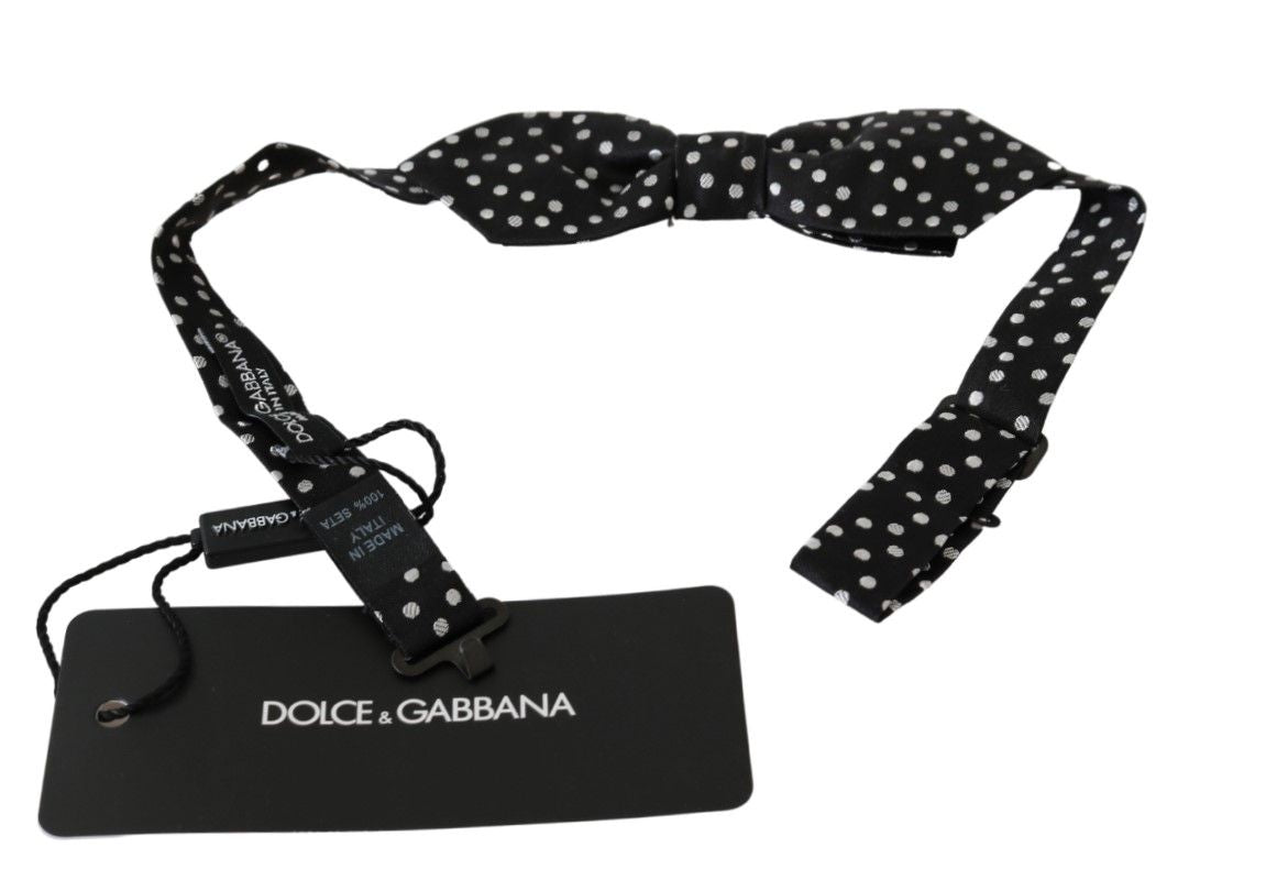 Nœud papillon pour homme en soie 100 % à pois noirs Dolce & Gabbana