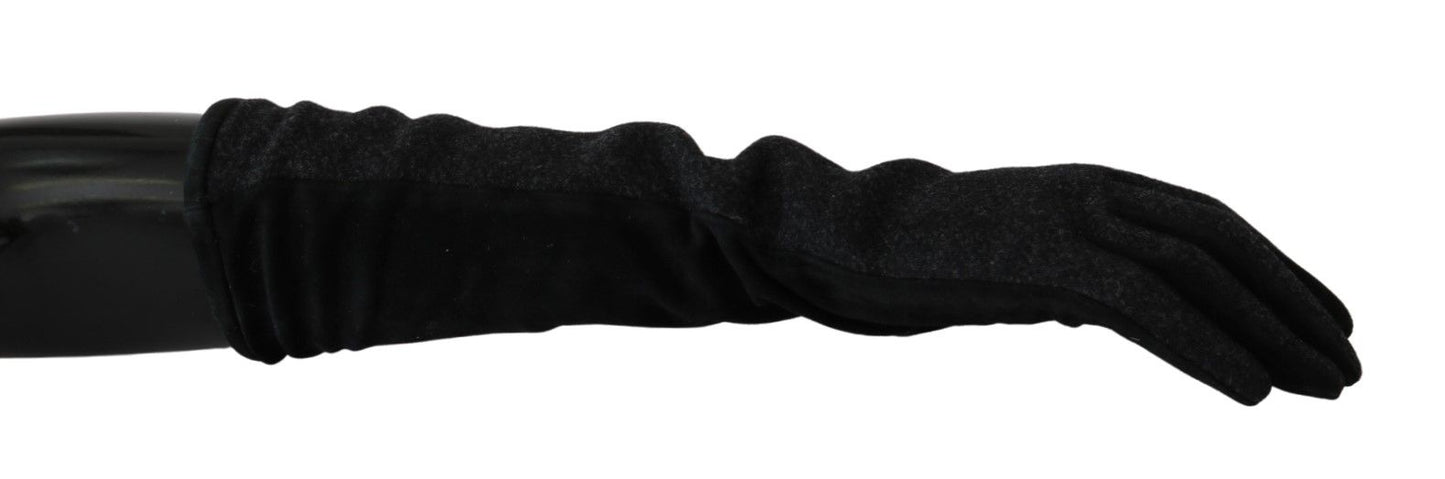 Mitaines en laine noires et grises mi-longues Dolce & Gabbana