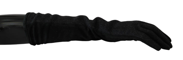 Dolce & Gabbana Guantes de lana mitones largos hasta el codo negros y grises