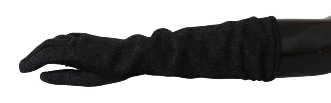 Mitaines en laine noires et grises mi-longues Dolce & Gabbana