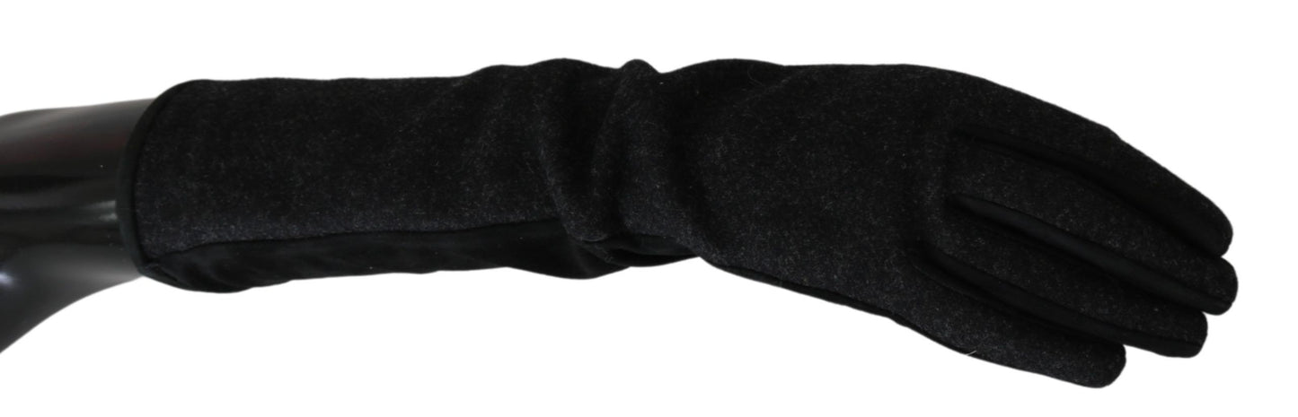Mitaines en laine noires et grises mi-longues Dolce & Gabbana
