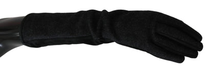 Mitaines en laine noires et grises mi-longues Dolce & Gabbana