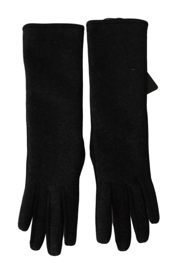 Mitaines en laine noires et grises mi-longues Dolce & Gabbana