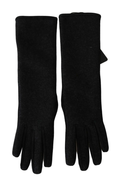 Mitaines en laine noires et grises mi-longues Dolce & Gabbana
