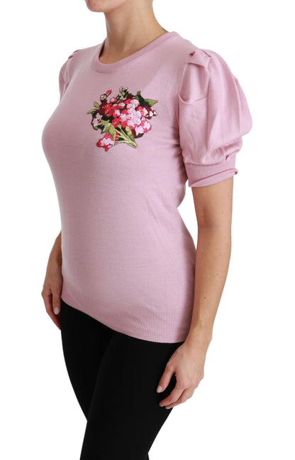 Chemisier brodé floral rose Dolce & Gabbana en laine